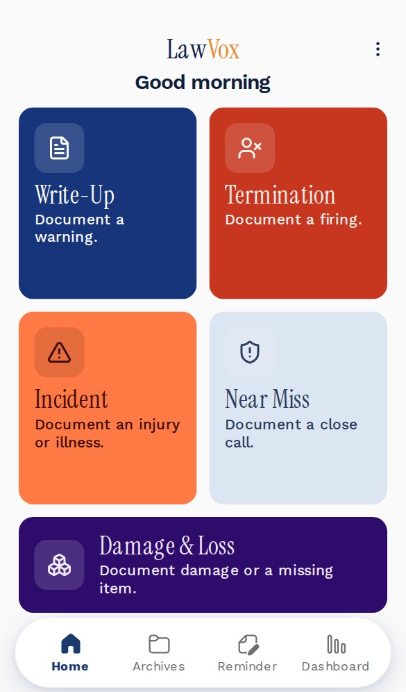 LawVox app screen